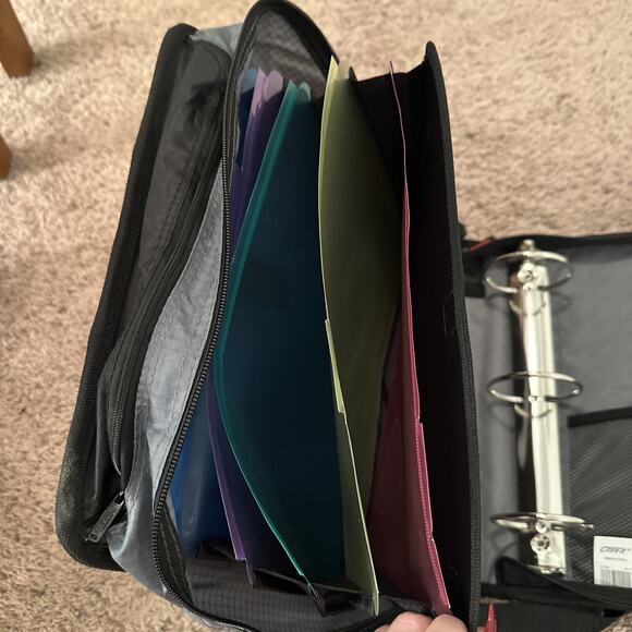 Case It Zipper Binder 3" Ring File Folder Red White Grey Tabs Dividers Notepads - Picture 5 of 5